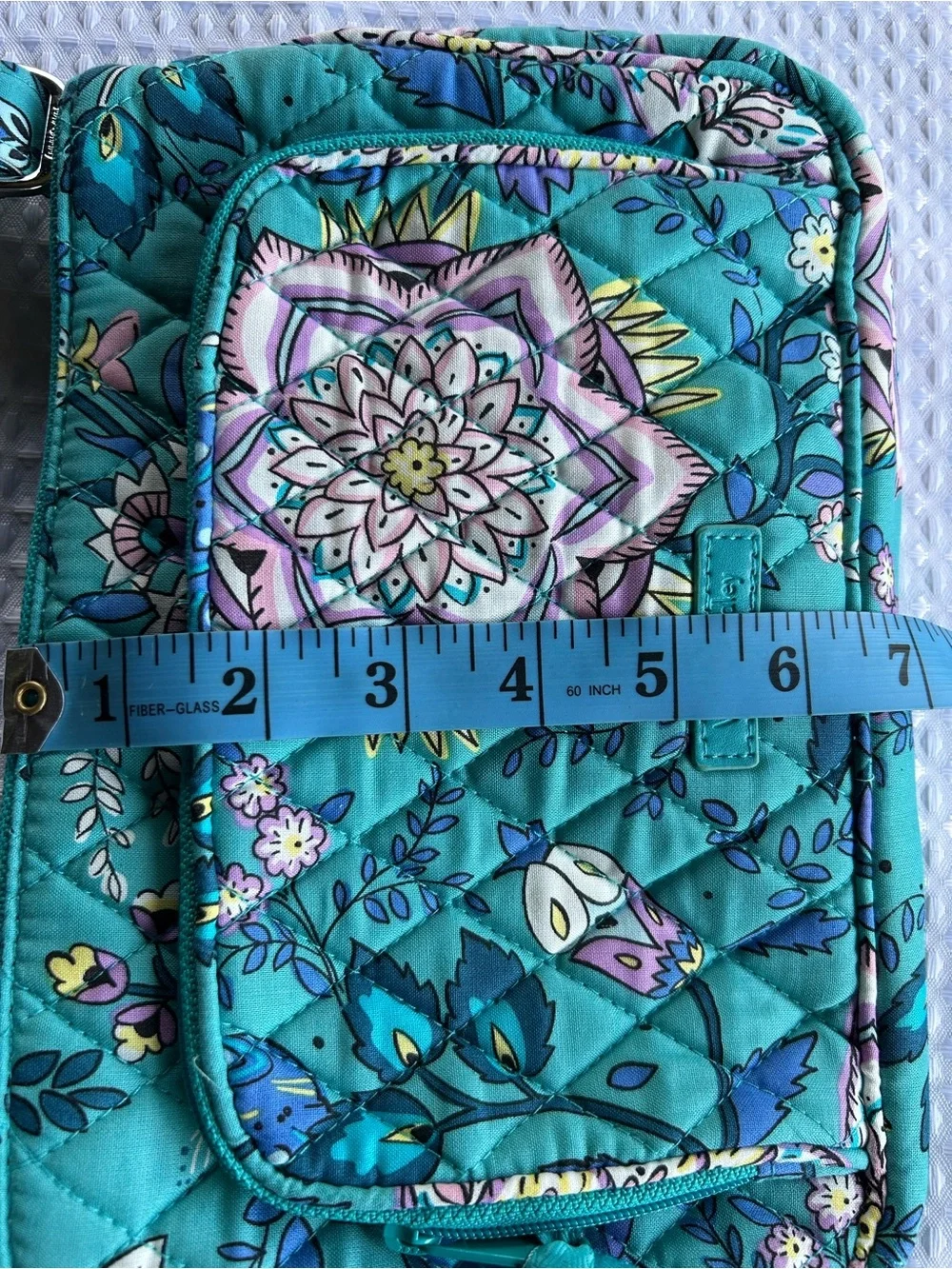 Vera Bradley Turquoise Floral Quilted Crossbody with Purple Accents - Picture 12 of 16